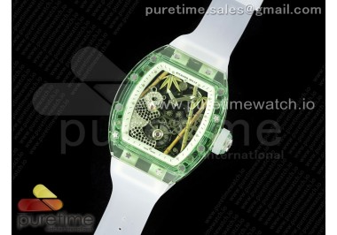 RM026 Green Transparent Tourbillon RM Best Edition Panda Skeleton Dial on Rubber Strap