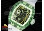 RM026 Green Transparent Tourbillon RM Best Edition Panda Skeleton Dial on Rubber Strap