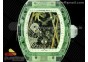 RM026 Green Transparent Tourbillon RM Best Edition Panda Skeleton Dial on Rubber Strap