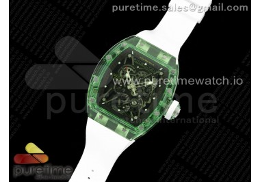 RM035 Green Transparent RMF Best Edition Skeleton Dial on White Rubber Strap Clone RMUL2