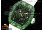 RM035 Green Transparent RMF Best Edition Skeleton Dial on White Rubber Strap Clone RMUL2