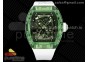 RM035 Green Transparent RMF Best Edition Skeleton Dial on White Rubber Strap Clone RMUL2