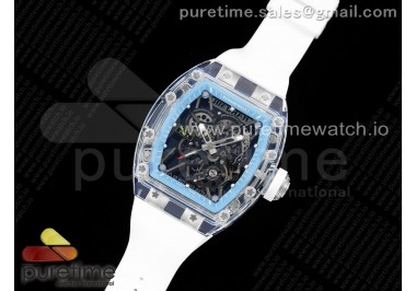 RM035 Transparent RMF Best Edition Skeleton Blue Dial on White Rubber Strap Clone RMUL2