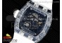 RM035 Transparent RMF Best Edition Skeleton Blue Dial on White Rubber Strap Clone RMUL2