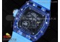 RM035 Blue Transparent RMF Best Edition Skeleton Dial on Blue Rubber Strap Clone RMUL2