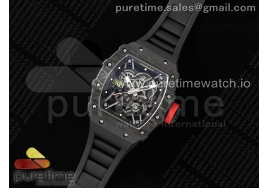 RM035 Black Carbon SONIC Best Edition Skeleton Dial on Black Rubber Strap Clone RMUL2