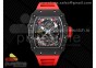 RM035 Black Carbon SONIC Best Edition Skeleton Dial on Red Rubber Strap Clone RMUL2