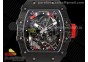 RM035 Black Carbon SONIC Best Edition Skeleton Dial on Red Rubber Strap Clone RMUL2