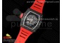 RM035 Black Carbon SONIC Best Edition Skeleton Dial on Red Rubber Strap Clone RMUL2