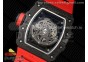 RM035 Black Carbon SONIC Best Edition Skeleton Dial on Red Rubber Strap Clone RMUL2