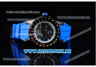 Richard Mille RM 60-01PVD Case with Skeleton Dial and Blue Rubber Strap PVD Bezel (EF)