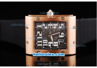 Richard Mille RM 005 Rose Gold Case Grey Dial and White Number Markers Black Leather Strap